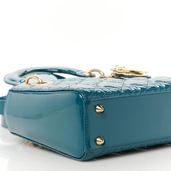 Christian Dior Patent Cannage Small Lady Dior Turquoise - Picture 8 of 9